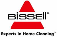 Bissell logo featuring a red triangle above the word "BISSELL" in bold letters, with the tagline "Experts In Home Cleaning" below, highlighting their innovative Vac & Steam and steam cleaner solutions.