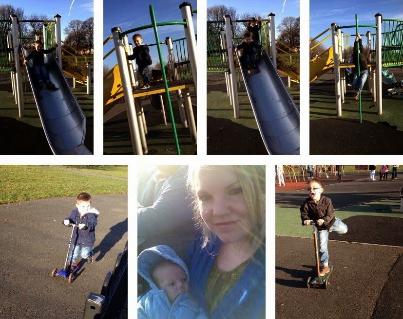 A Week In Pictures collage shows children playing at a playground, sliding down a slide, and riding scooters. One photo features a woman holding a baby, all enjoying the outdoors on a sunny day.