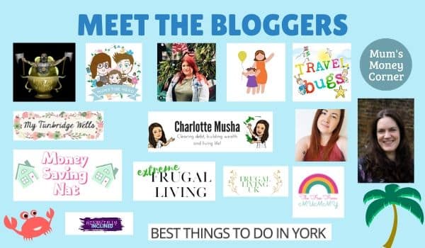 A collage featuring blog logos and photos of bloggers under the title "Meet The Bloggers." Includes colourful graphics, titles like "Money Saving Nat," "Travel Bugs," and tips on choosing the perfect Rattan Garden Furniture for your outdoor space.