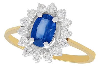 Antique Sapphire and diamond cluster ring