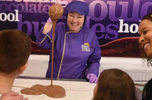 A family visiting Cadbury World for an experience day