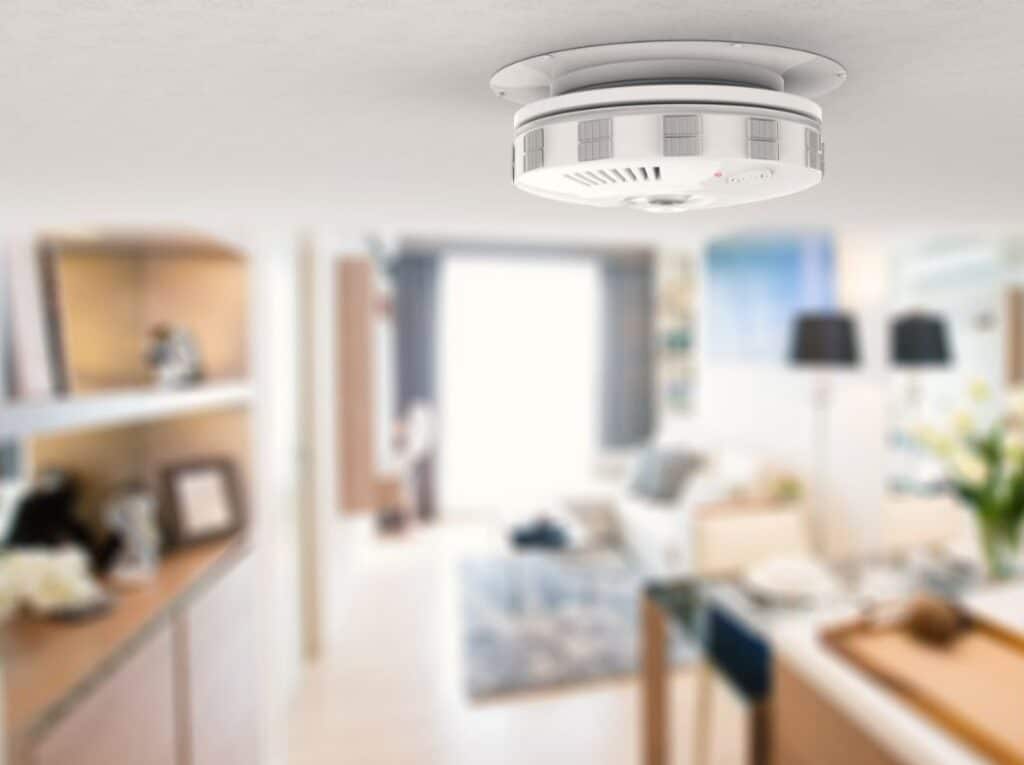 A smoke alarm in a family kitchen